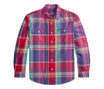 Kariertes Button-down-Hemd - Rot
