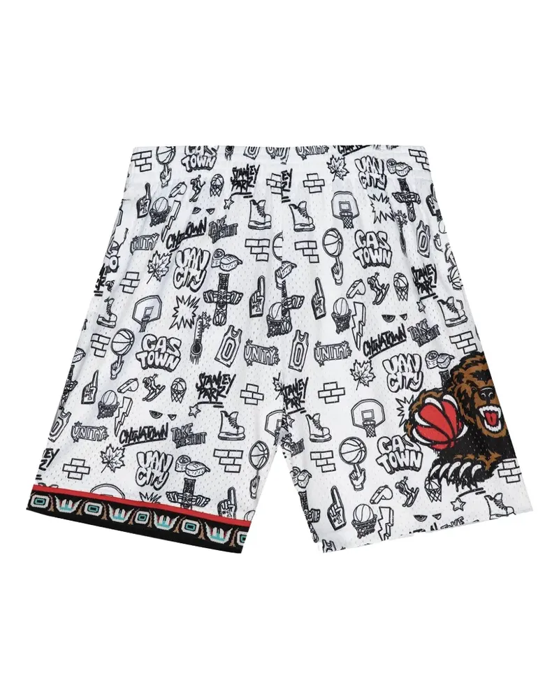 Mitchell & Ness NBA Vancouver Grizzlies 1998" Doodle Swingman Shorts - Weiß Weiß