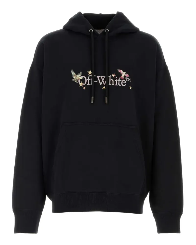 OFF-WHITE logo-print cotton hoodie - Schwarz Schwarz