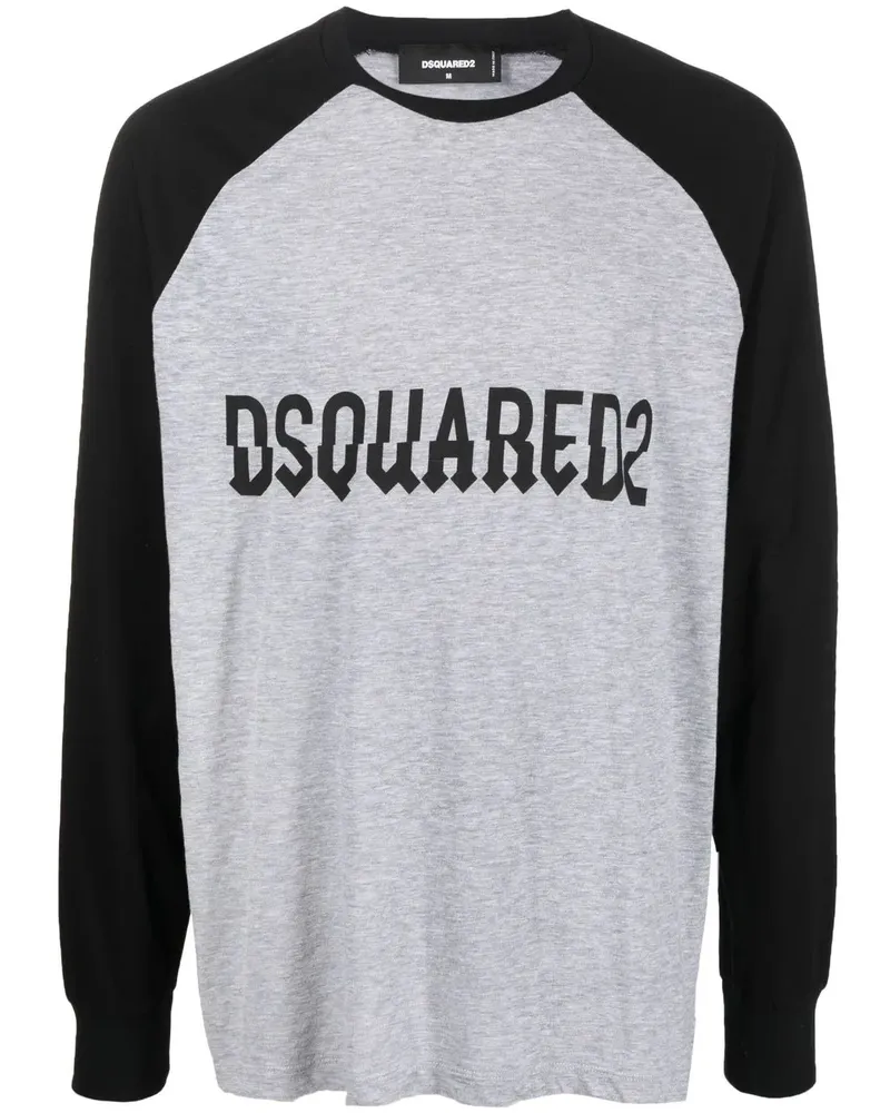 Dsquared2 Langarmshirt mit Logo-Print - Grau Grau