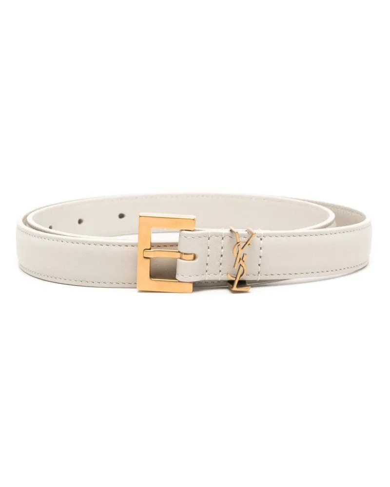 Saint Laurent Gürtel mit Monogramm - Weiß Weiß