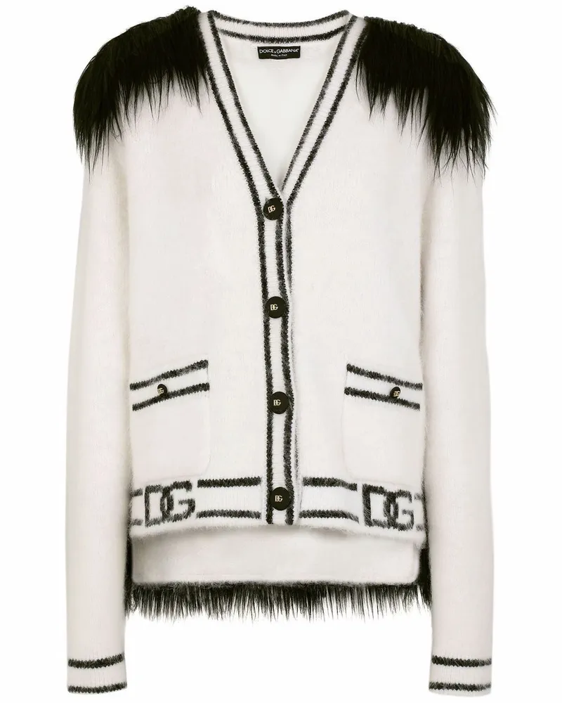 Dolce & Gabbana Cardigan mit Faux Fur - Weiß Weiß