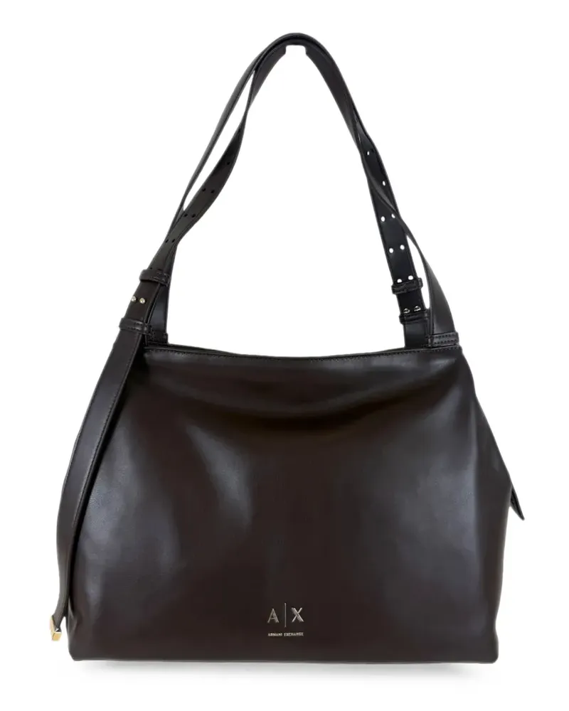 Armani Exchange Schultertasche mit Logo-Schild - Braun Braun