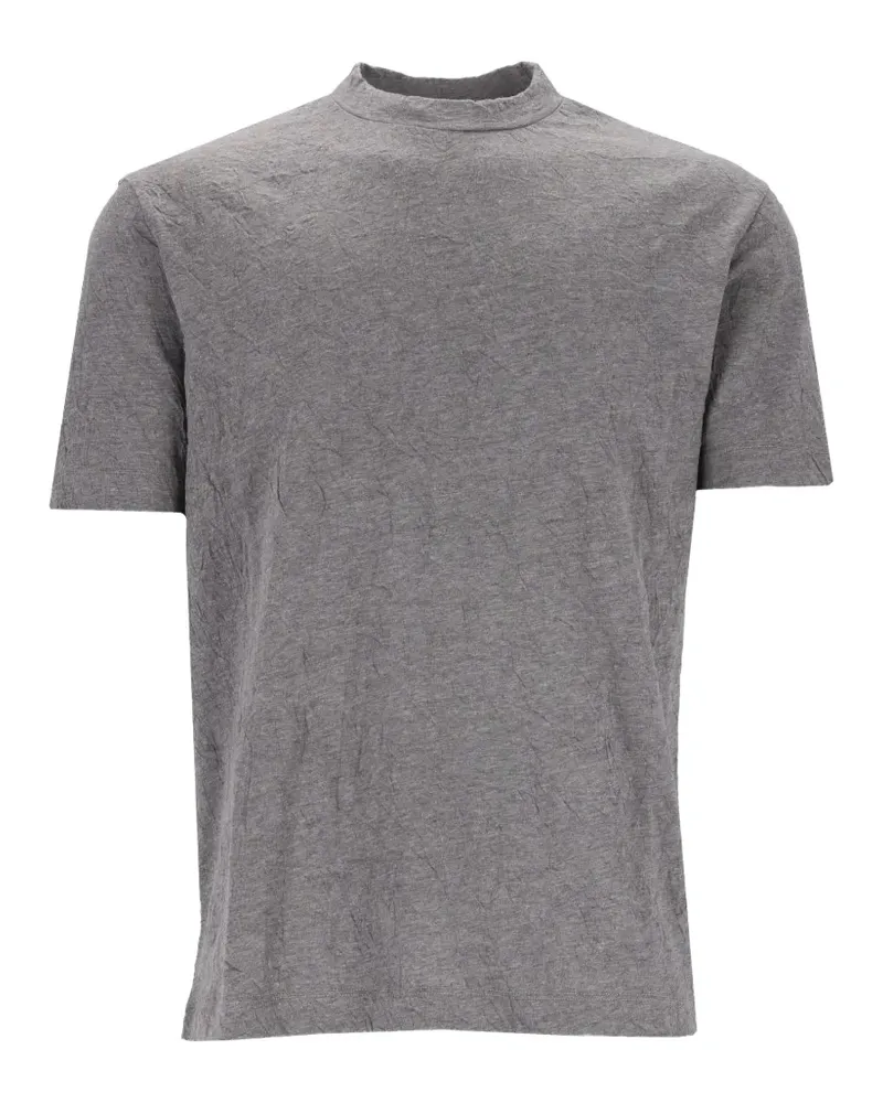 Mauro Grifoni Stehkragen-T-Shirt mit Knitteroptik - Grau Grau
