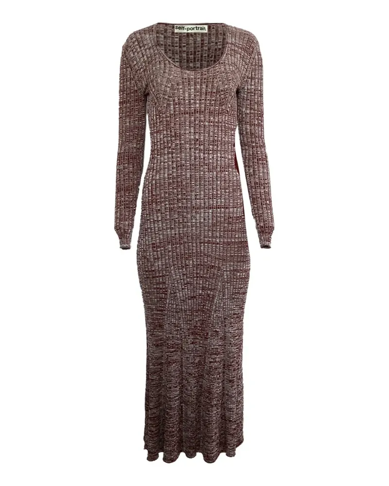 Self-Portrait lace-trimmed ribbed maxi dress - Rot Rot