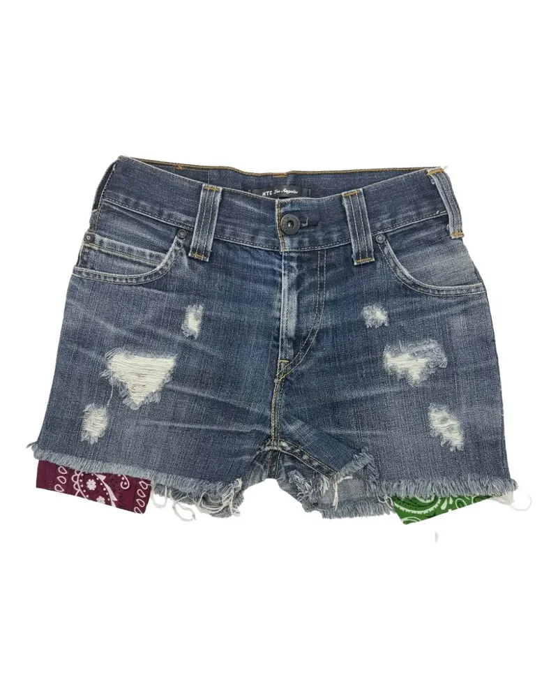 HTC Hollywood Trading Company distressed bandana-insert shorts - Blau Blau