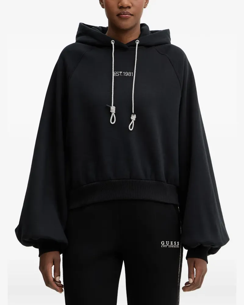 Guess rhinestone-embellished raglan-sleeve hoodie - Schwarz Schwarz