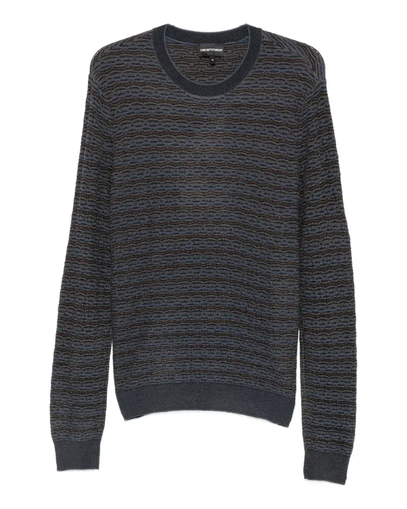Emporio Armani Texturierter Strickpullover - Blau Blau