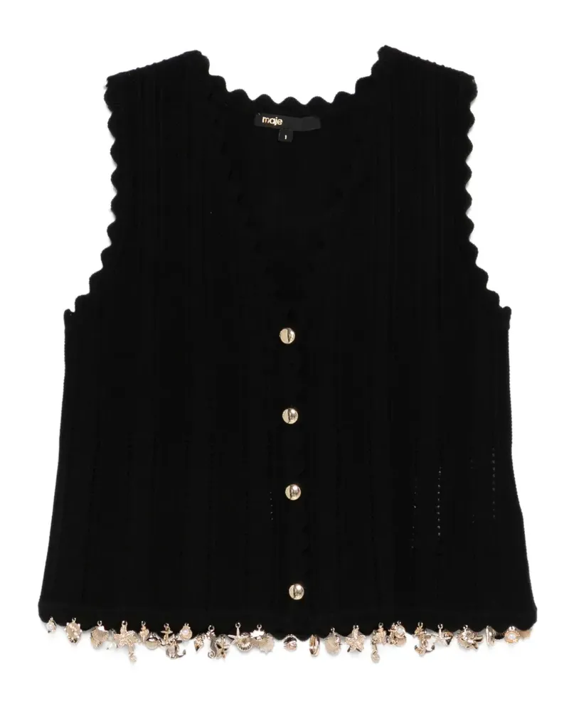 Maje Verzierter Cardigan mit V-Ausschnitt - Schwarz Schwarz