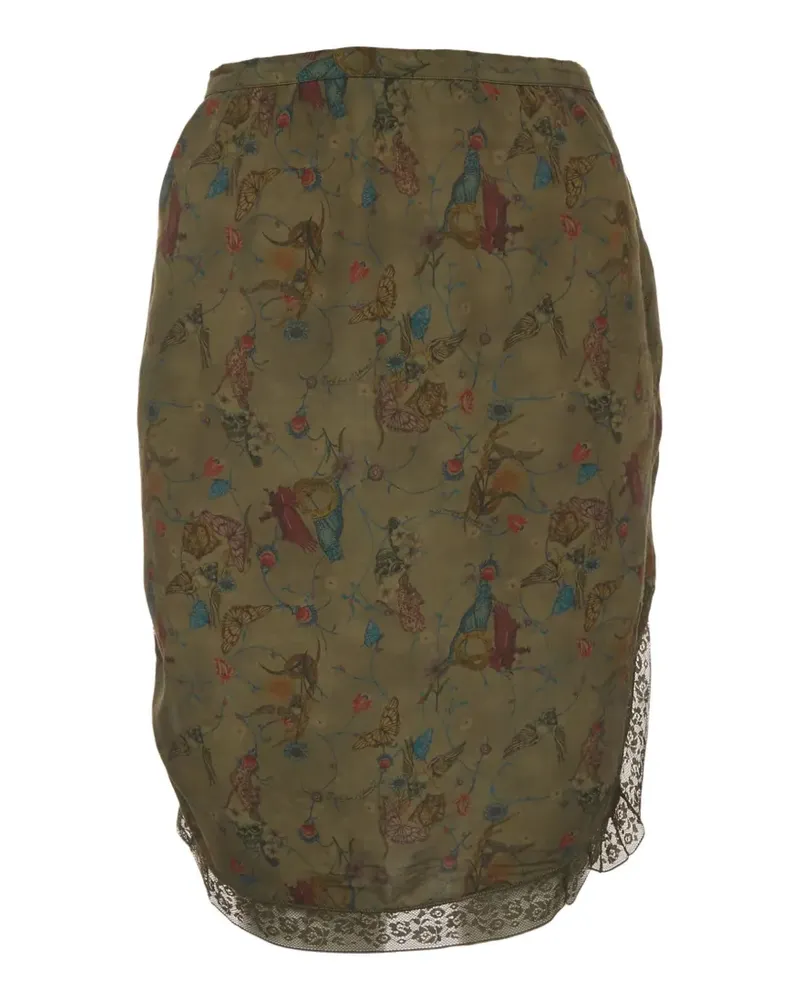 Zadig & Voltaire floral butterfly-print lace-trim mini skirt - Grün Grün