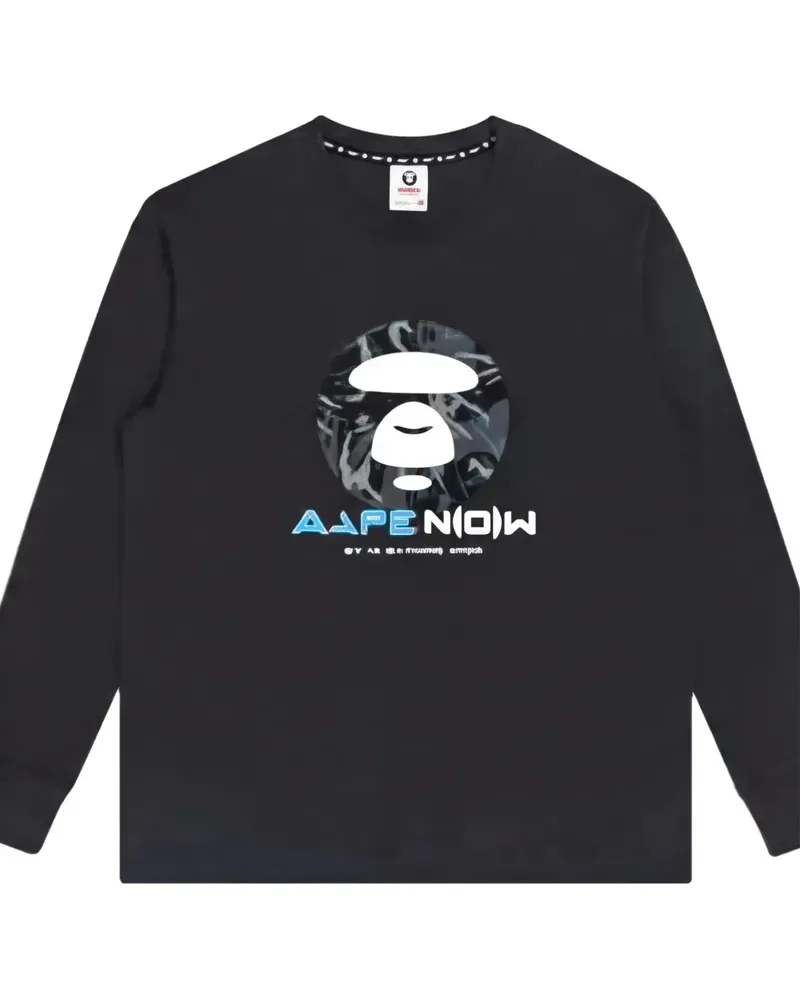 BAPE Langärmeliges T-Shirt - Schwarz Schwarz