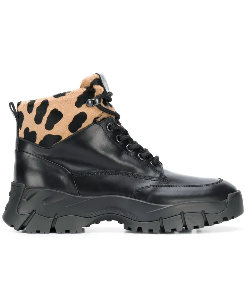 TOD'S Stiefeletten mit Leoparden-Print - Schwarz Schwarz