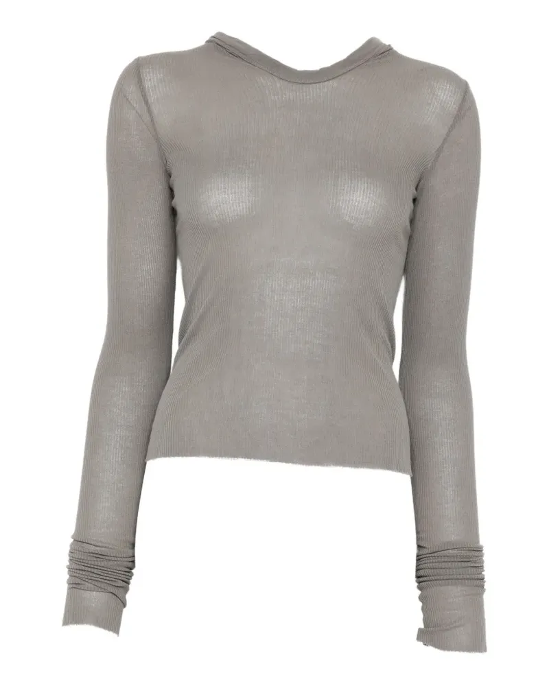 Rick Owens hooded crop T-shirt - Grau Grau