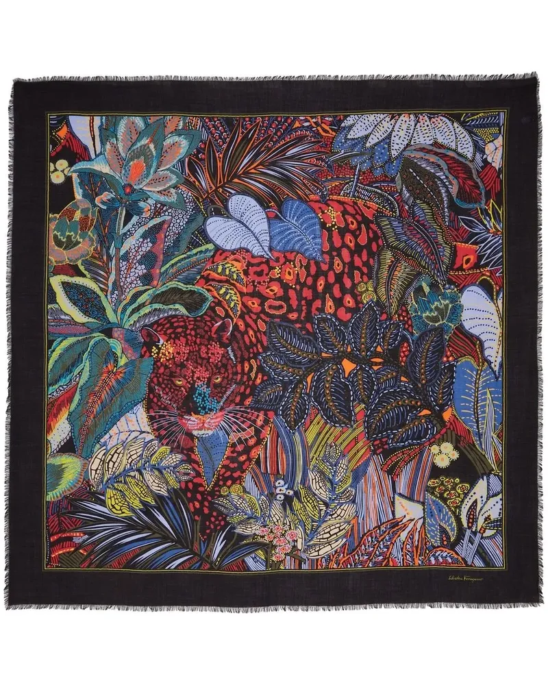 Ferragamo Kaschmirschal mit Batik-Print - Blau Blau