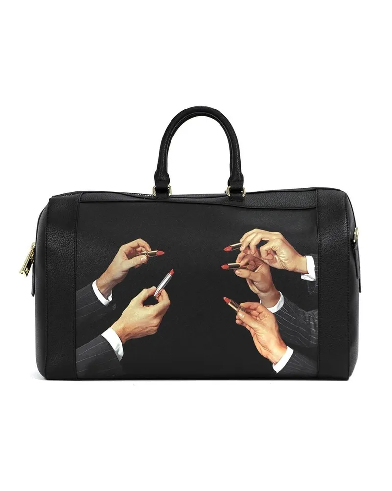 Seletti Reisetasche mit grafischem Print - Schwarz Schwarz