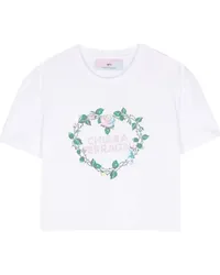 Chiara Ferragni T-Shirt mit Strass-Logo Weiß