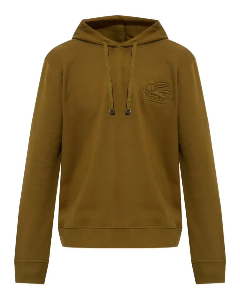 Etro Pegaso-embroidered drawstring hoodie - Braun Braun