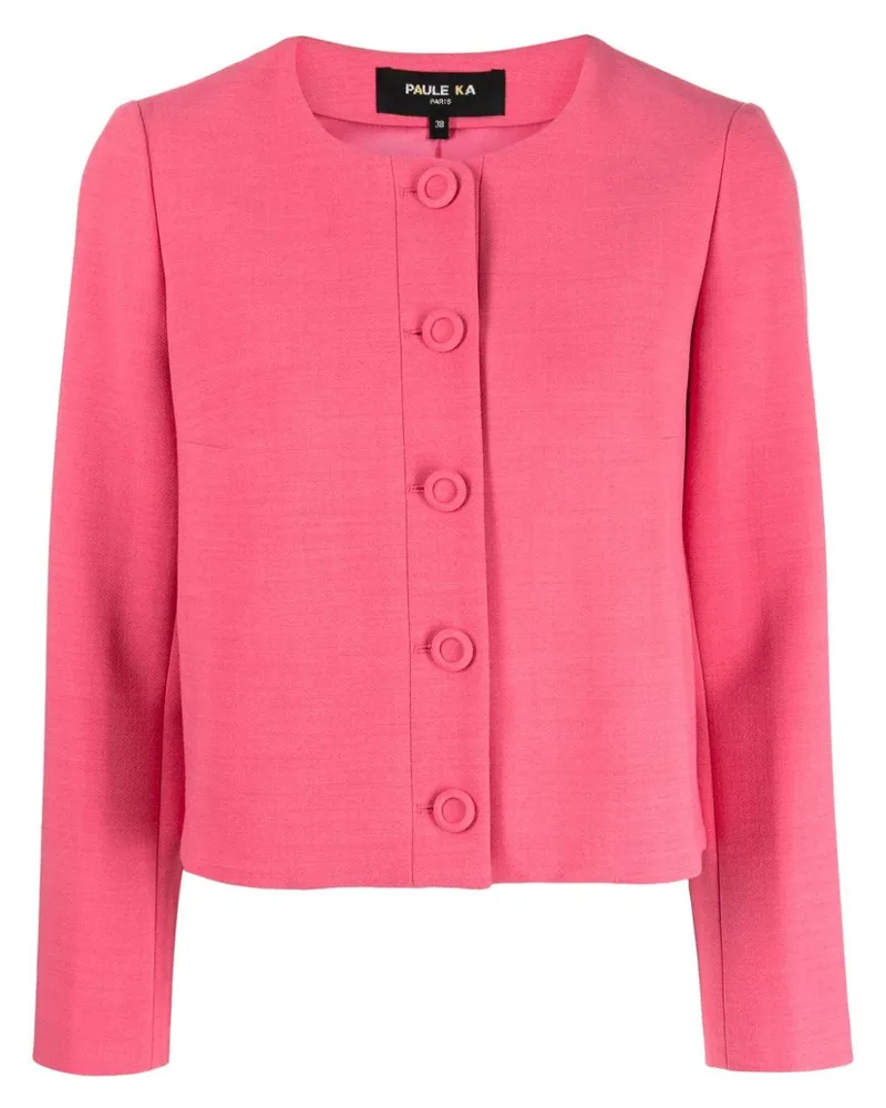 Paule Ka Einreihiger Twill-Blazer ohne Kragen Rosa