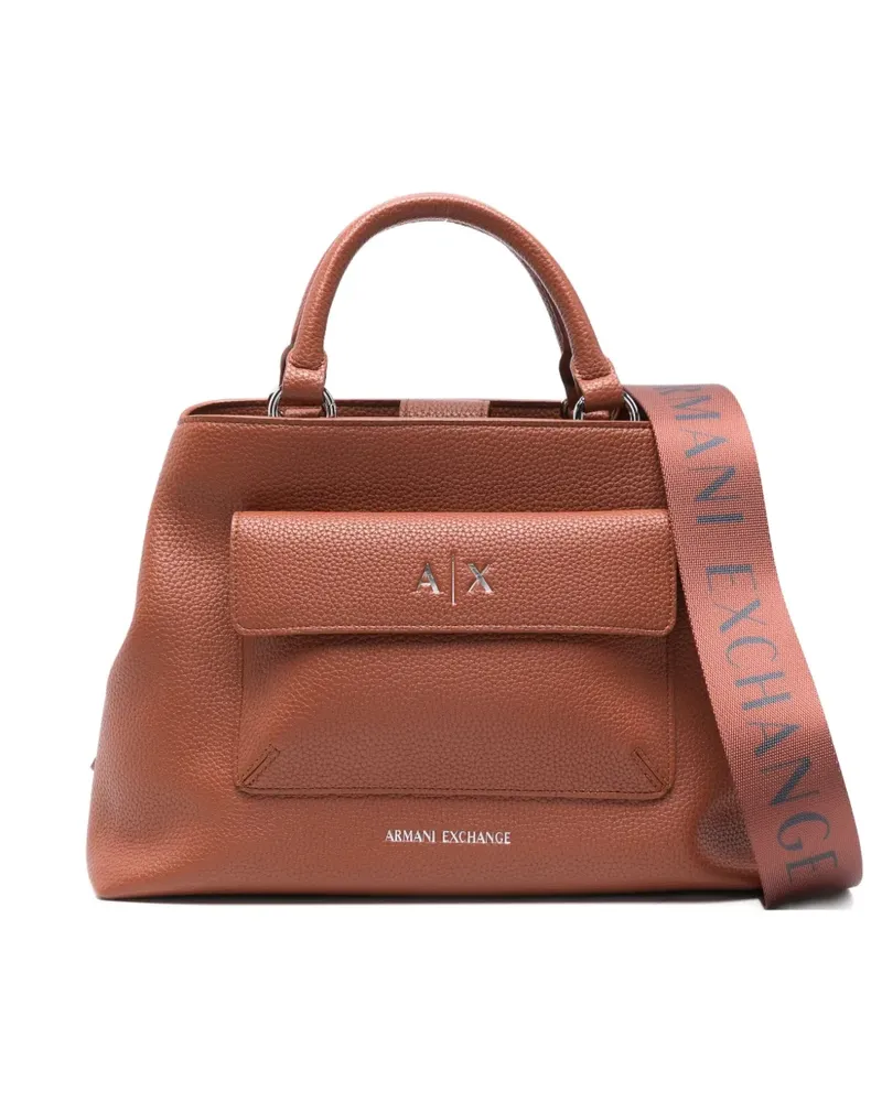 Armani Exchange Tote Bag mit Vordertasche - Braun Braun