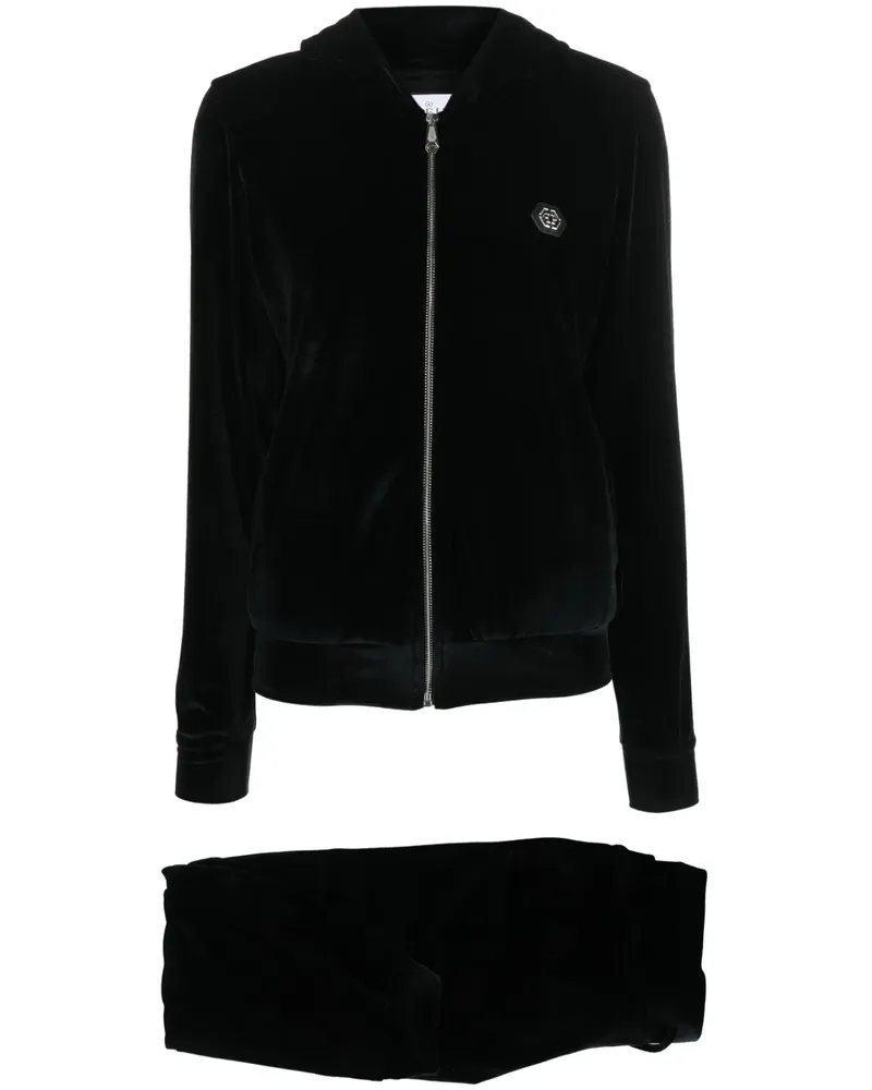Philipp Plein 3D Skull Jogginganzug aus Samt - Schwarz Schwarz