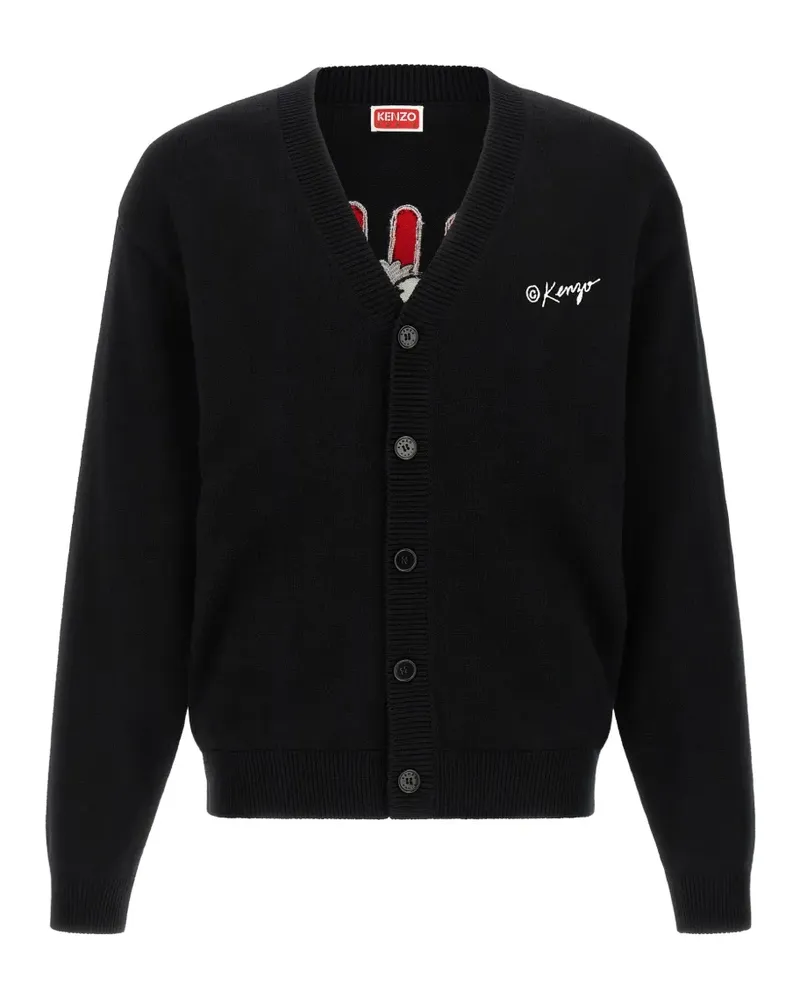 Kenzo Wild Tiger embroidery V-neck cardigan - Schwarz Schwarz