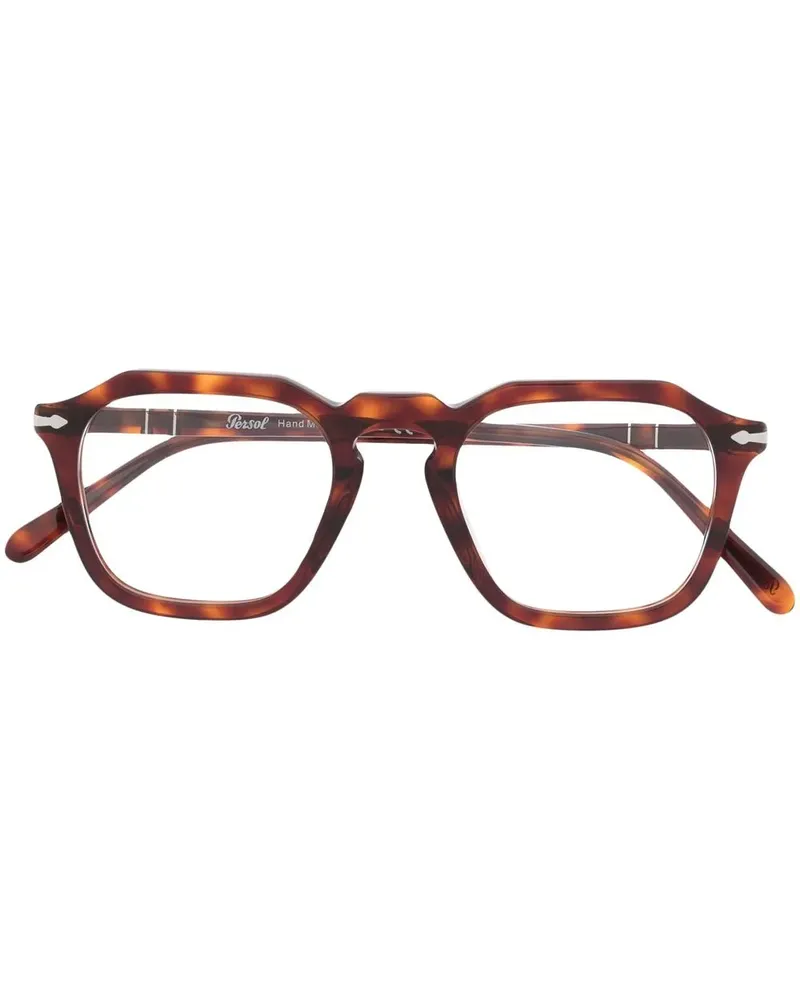 Persol Eckige Brille in Schildpattoptik - Braun Braun