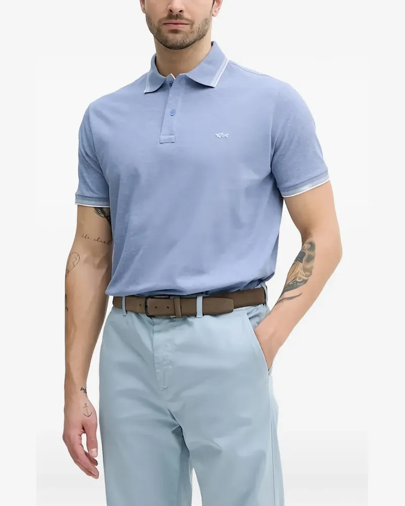 Paul & Shark logo trim polo shirt - Blau Blau