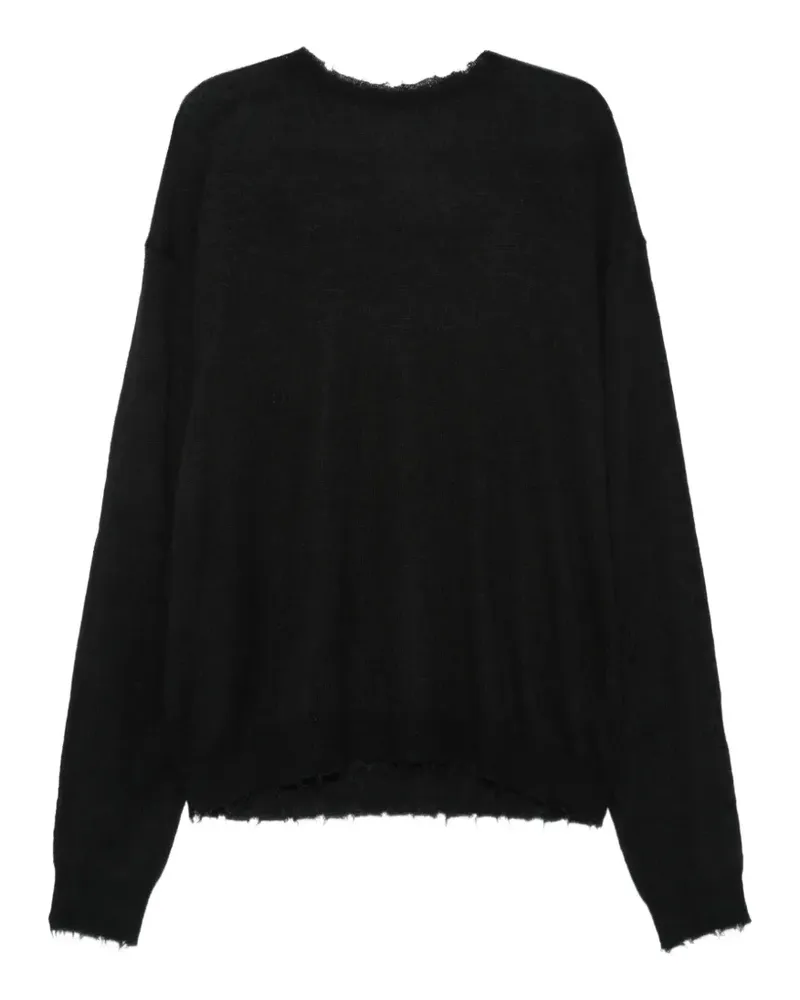 FREI-MUT Feinstrickpullover im Distressed-Look - Schwarz Schwarz