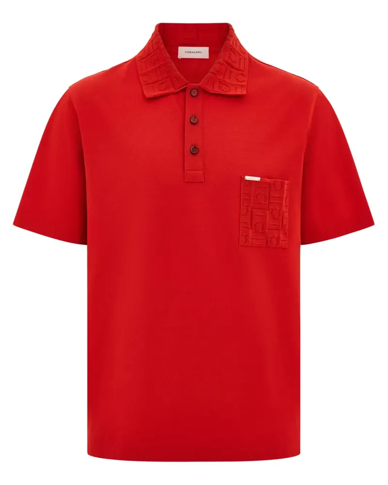 Ferragamo Poloshirt mit Jacquard-Detail - Rot Rot