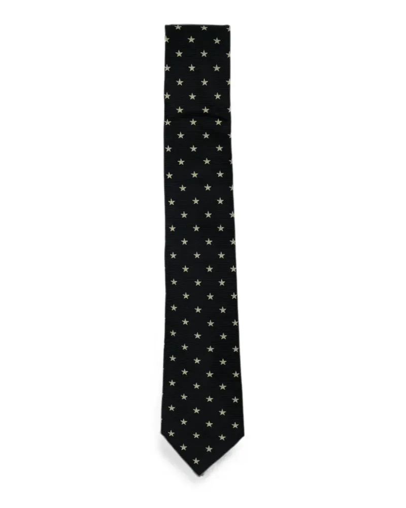 Yohji Yamamoto JQ Derby-Krawatte mit Sternmuster - Schwarz Schwarz