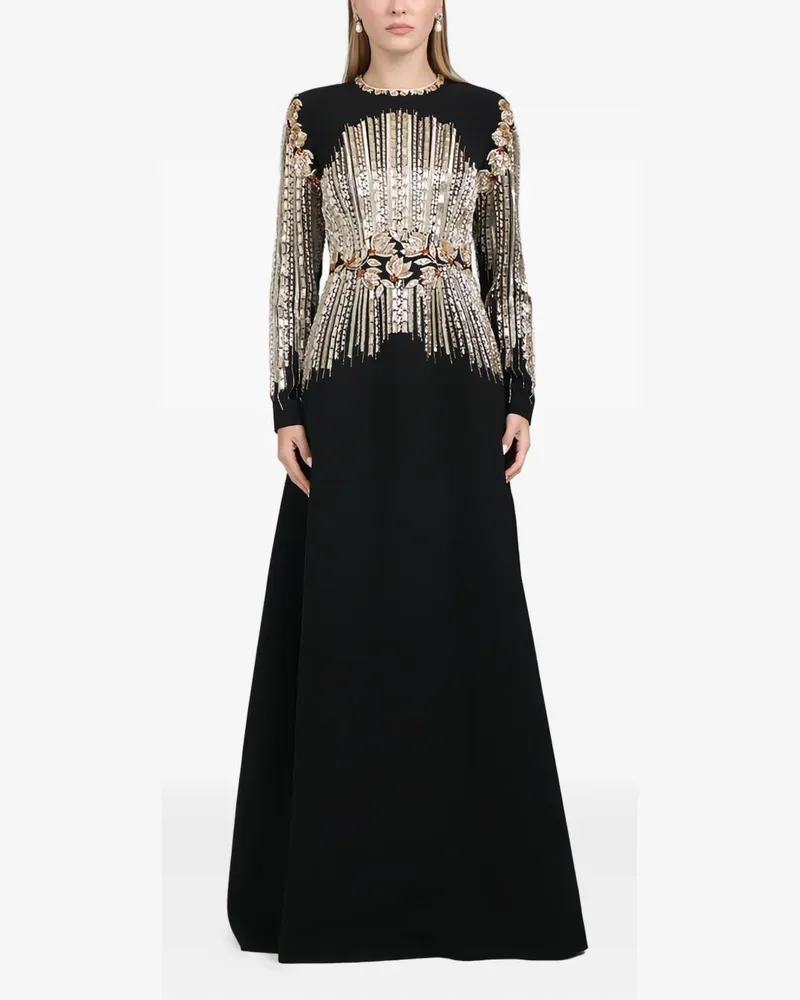 Dina Melwani Maxikleid mit Pailletten - Schwarz Schwarz