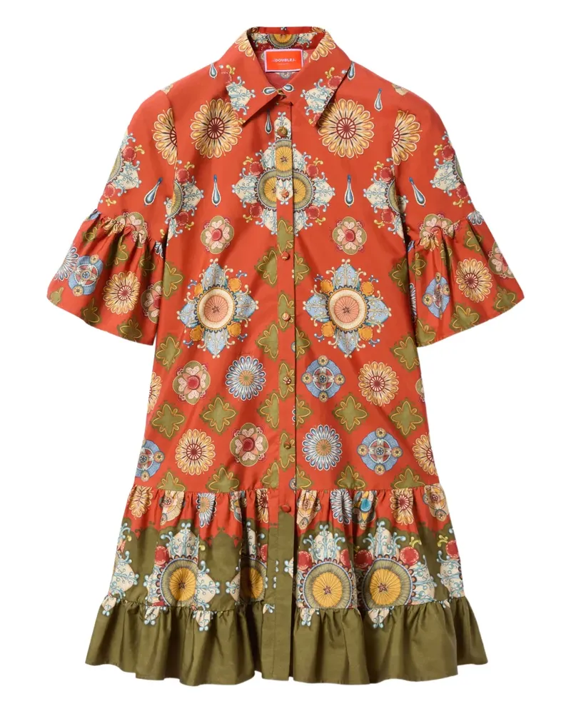 La DoubleJ Gerüschtes Kleid mit Blumen-Print - Rot Rot