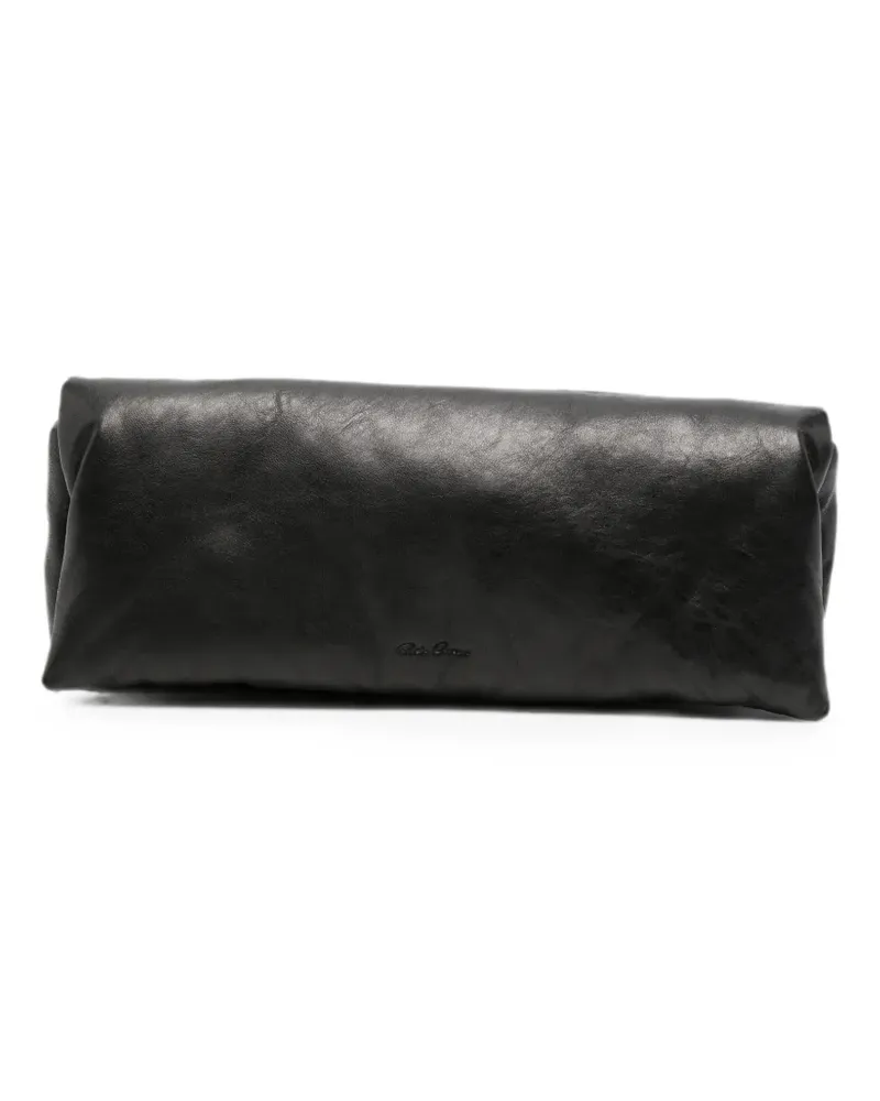 Rick Owens logo-debossed padded leather clutch bag - Schwarz Schwarz