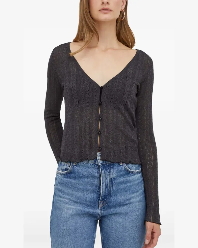 Guess Cardigan in Pointelle-Strick - Grau Grau