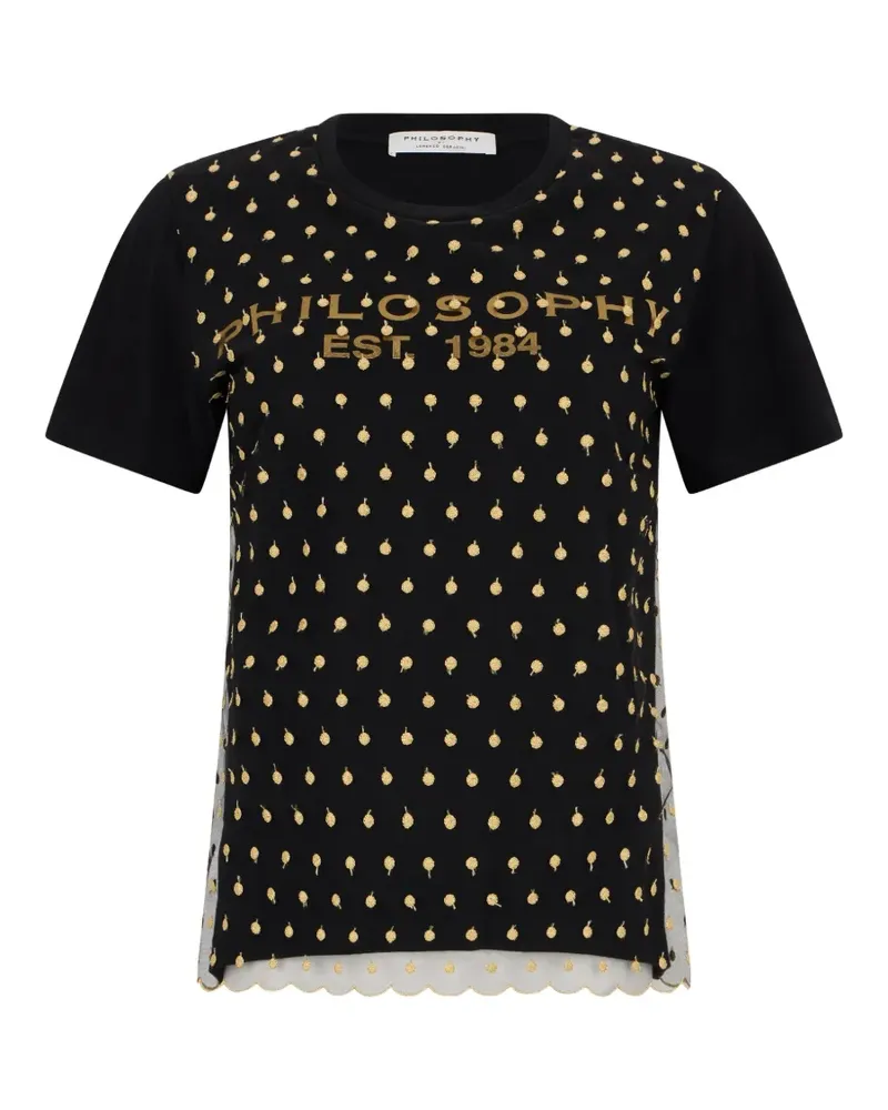 Philosophy Di Lorenzo Serafini T-Shirt mit Netzoptik - Schwarz Schwarz