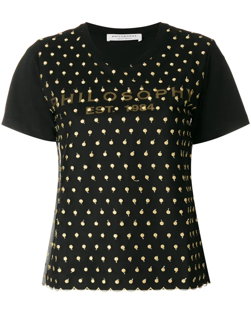 Philosophy Di Lorenzo Serafini T-Shirt mit Netzoptik - Schwarz Schwarz