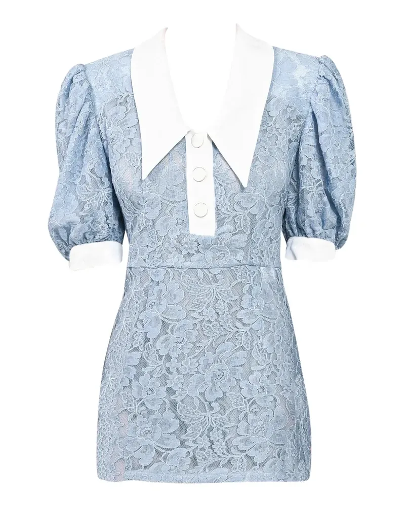Rowen Rose lace puff-sleeve dress - Blau Blau