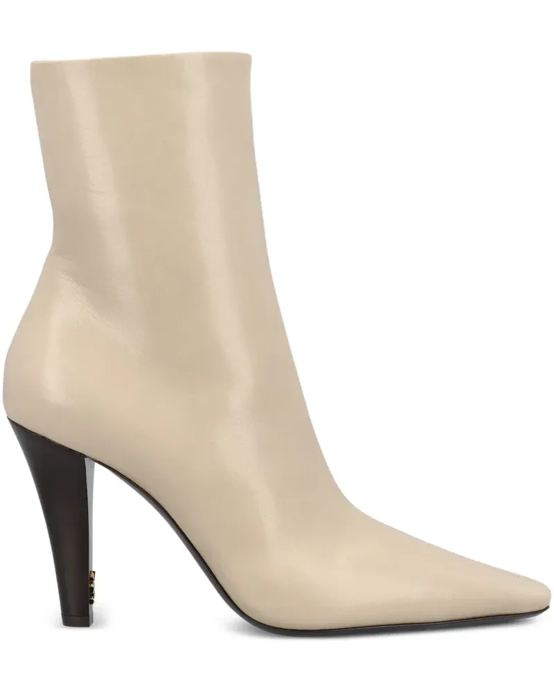 Saint Laurent Knöchelhohe Lederstiefel - Nude Nude