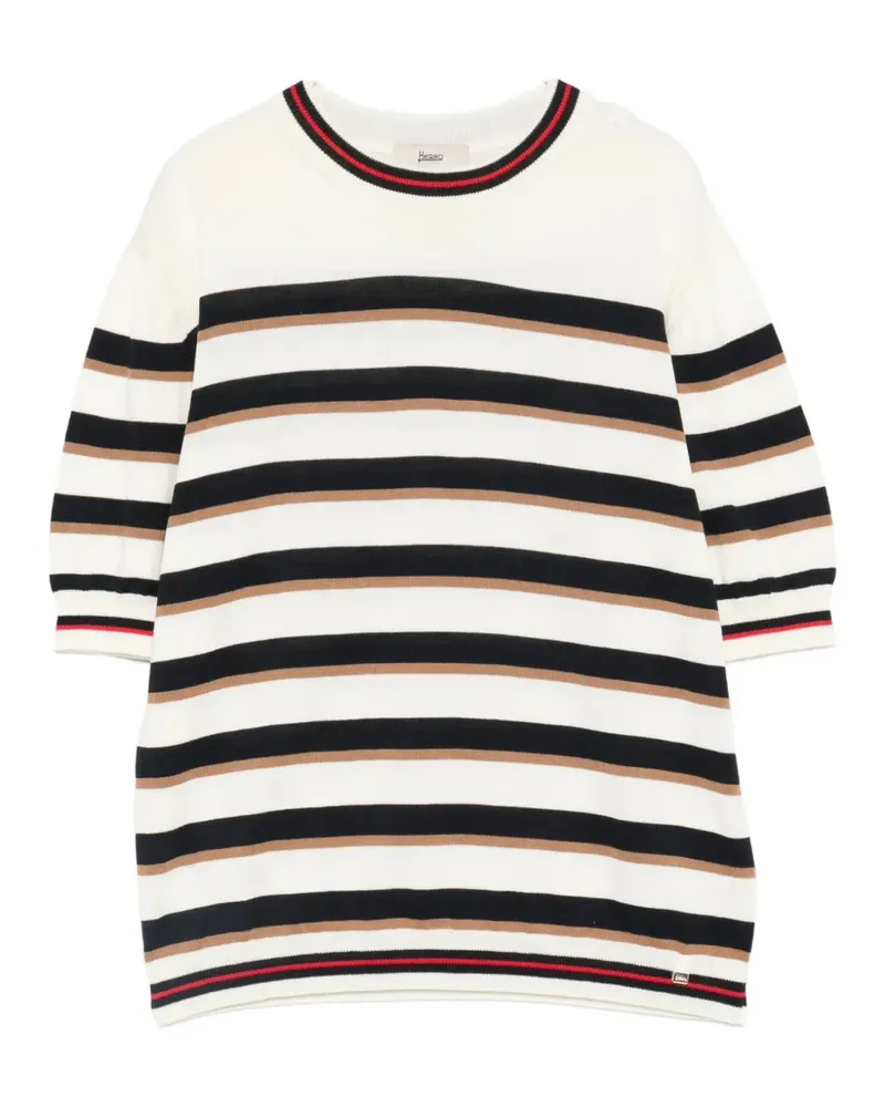 Herno Gestricktes T-Shirt mit Streifen - Nude Nude