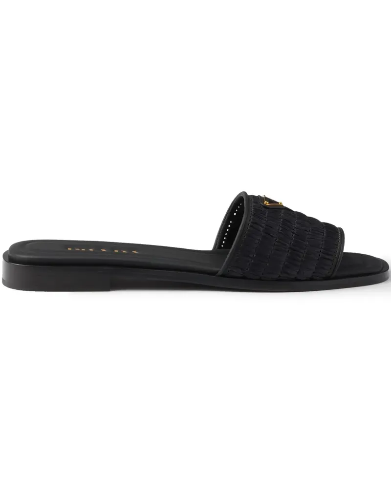 Prada Pantoletten aus Leder - Schwarz Schwarz