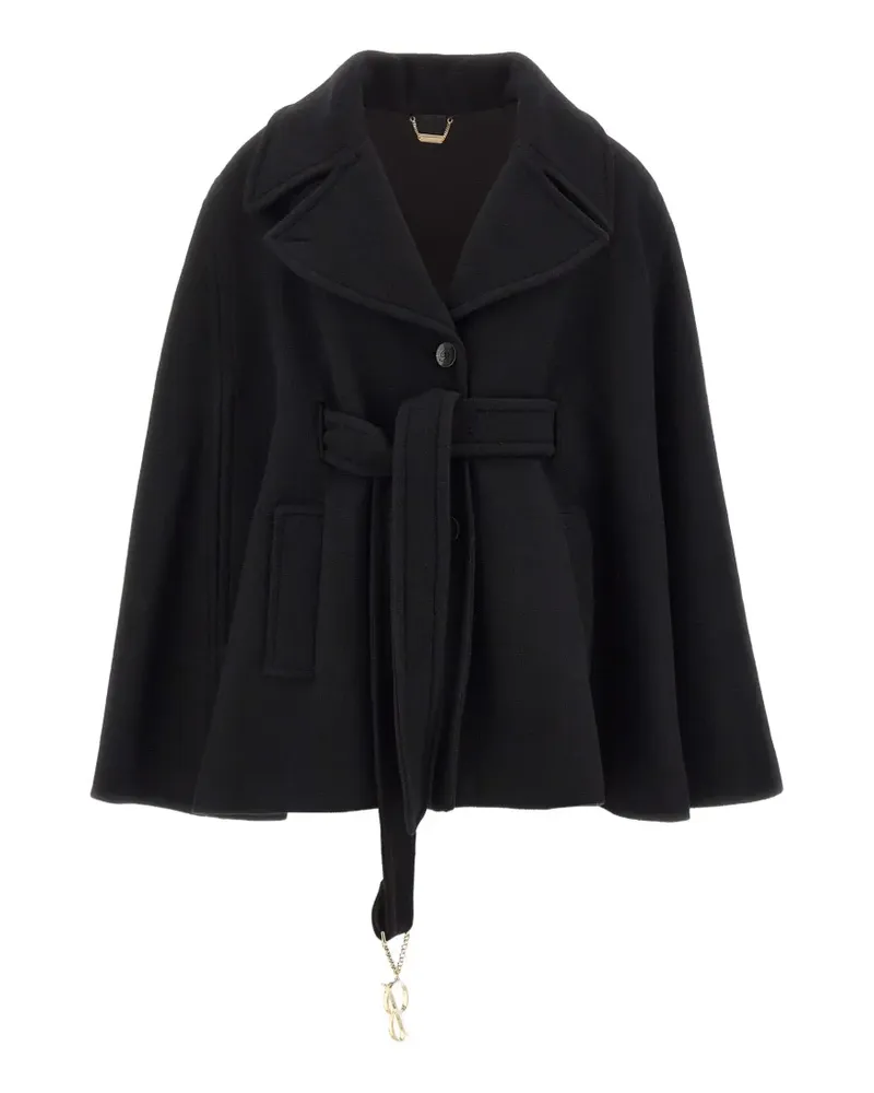 Blumarine belted monogram-charm cape - Schwarz Schwarz