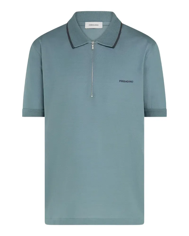 Ferragamo Poloshirt mit Reißverschluss - Blau Blau