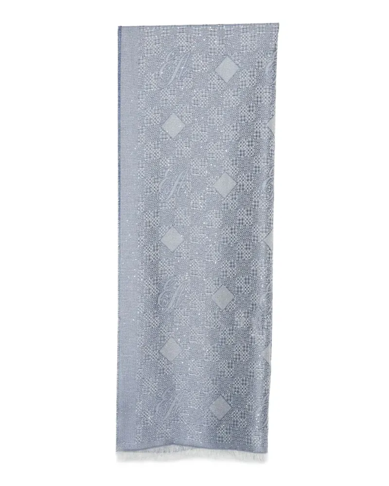 Emporio Armani Geometrisch gemusterter Schal - Blau Blau