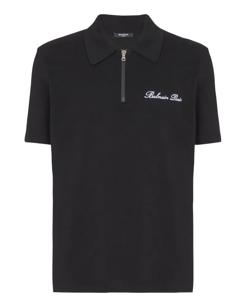 Balmain Poloshirt mit Logo-Stickerei - Schwarz Schwarz