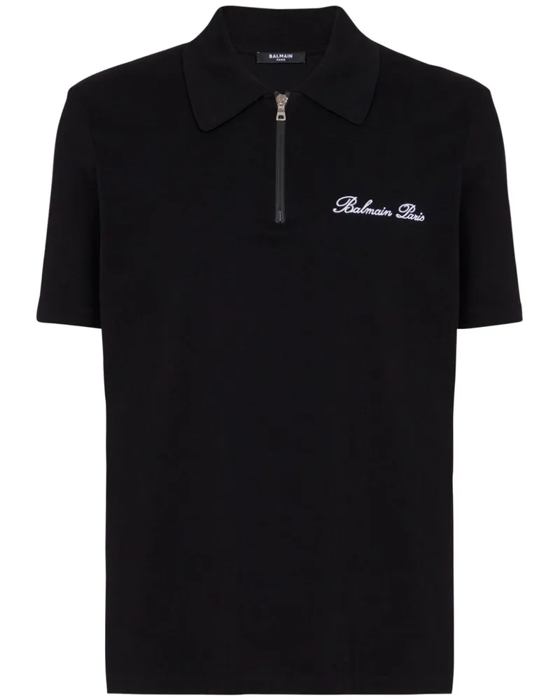 Balmain Poloshirt mit Logo-Stickerei - Schwarz Schwarz
