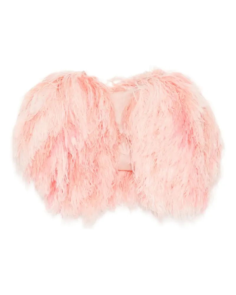 Isabel Sanchís Cropped-Jacke mit Federn - Rosa Rosa