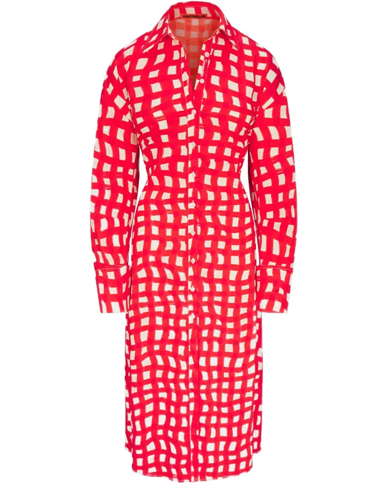 Simon Miller Midikleid mit Vichy-Karo - Rot Rot