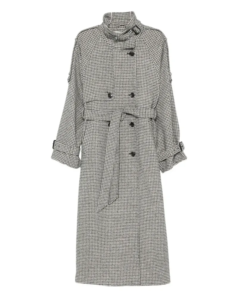 Gestuz houndstooth belted coat - BLACK/WHITE Black