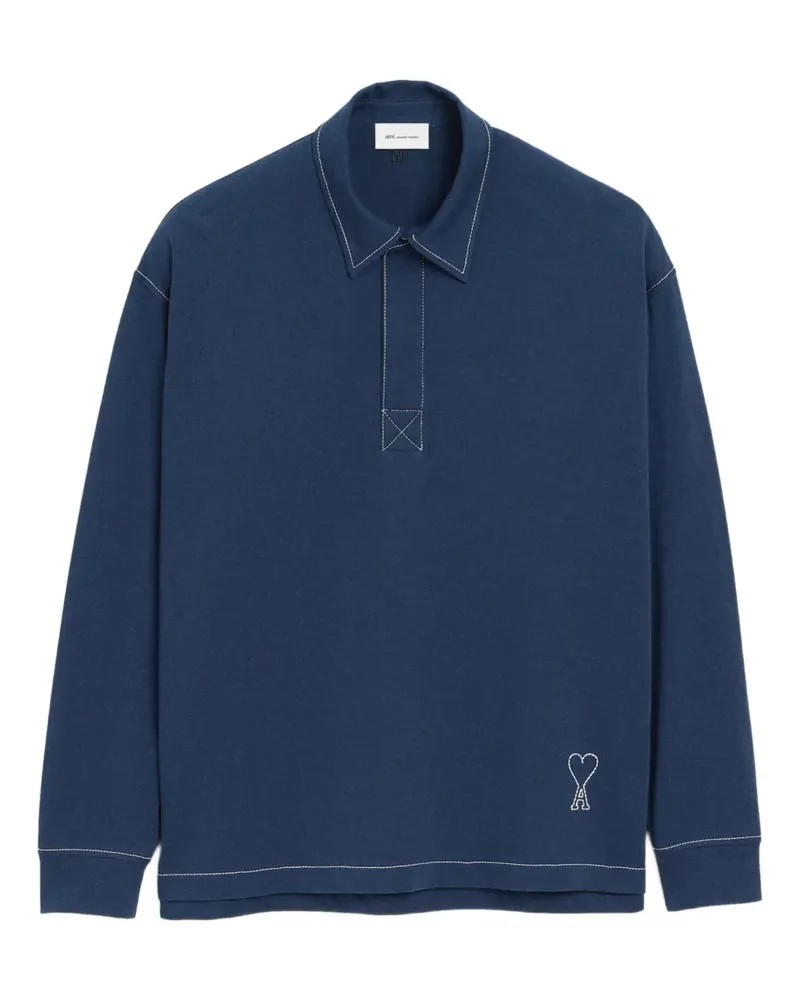 AMI Paris Ami de Coeur Poloshirt mit Logo - Blau Blau