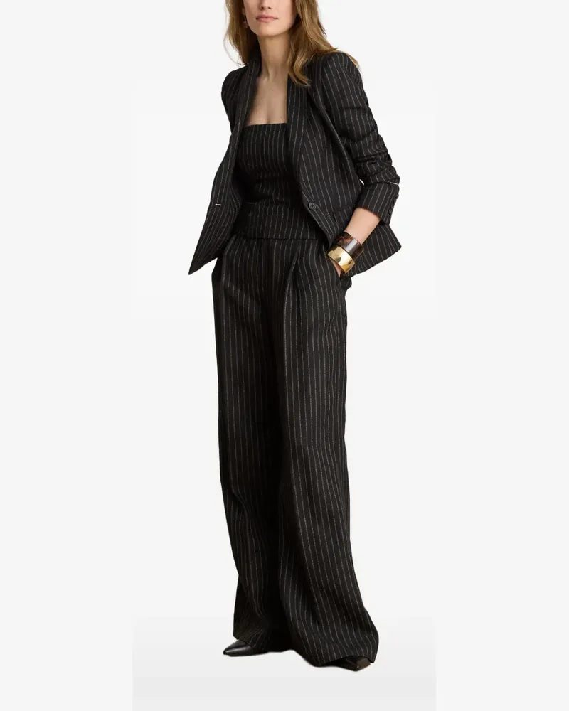 Ralph Lauren Schulterfreies Oberteil mit Kreidestreifen - Schwarz Schwarz
